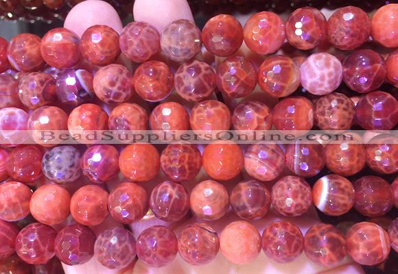 AGBS249 15 inches 10mm faceted round red dragon veins agate beads wholesale