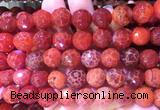 AGBS250 15 inches 12mm faceted round red dragon veins agate beads wholesale