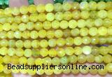 AGBS253 15 inches 6mm faceted round yellow dragon veins agate beads wholesale