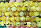 AGBS256 15 inches 12mm faceted round yellow dragon veins agate beads wholesale