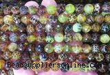 AGBS259 15 inches 8mm faceted round yellow dragon veins agate beads wholesale