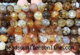 AGBS266 15 inches 10mm faceted round coffee dragon veins agate beads wholesale