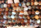 AGBS272 15 inches 10mm faceted round coffee dragon veins agate beads wholesale