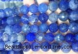 AGBS279 15 inches 12mm faceted round blue dragon veins agate beads wholesale