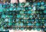 AGBS282 15 inches 8mm faceted round green dragon veins agate beads wholesale
