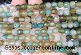 AGBS286 15 inches 6mm faceted round green dragon veins agate beads wholesale