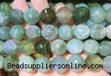 AGBS290 15 inches 14mm faceted round green dragon veins agate beads wholesale