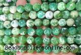 AGBS294 15 inches 10mm faceted round green dragon veins agate beads wholesale