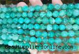 AGBS297 15 inches 6mm faceted round green dragon veins agate beads wholesale