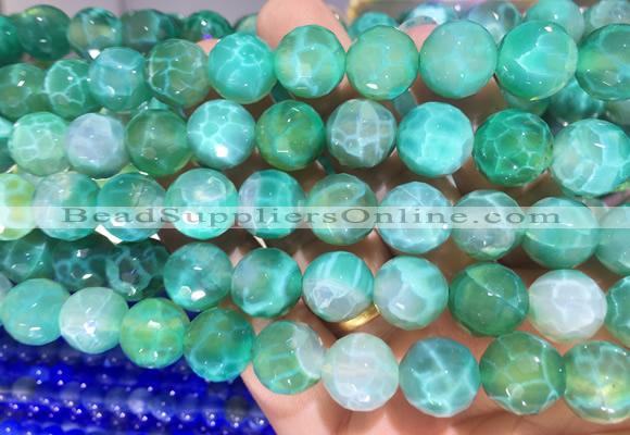 AGBS300 15 inches 12mm faceted round green dragon veins agate beads wholesale