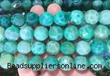 AGBS306 15 inches 14mm faceted round green dragon veins agate beads wholesale