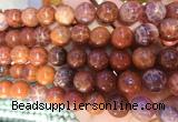 AGBS316 15 inches 12mm round red dragon veins agate beads wholesale