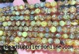 AGBS324 15 inches 6mm round yellow dragon veins agate beads wholesale
