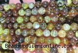 AGBS325 15 inches 8mm round yellow dragon veins agate beads wholesale