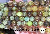 AGBS326 15 inches 10mm round yellow dragon veins agate beads wholesale