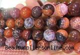 AGBS340 15 inches 14mm round coffee dragon veins agate beads wholesale