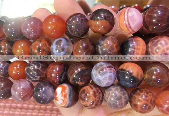 AGBS340 15 inches 14mm round coffee dragon veins agate beads wholesale