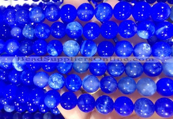 AGBS344 15 inches 10mm round blue dragon veins agate beads wholesale