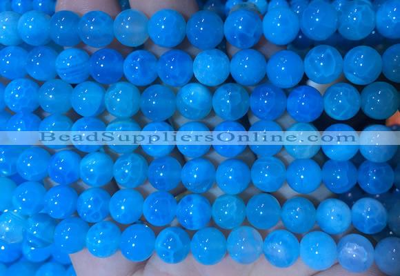 AGBS350 15 inches 8mm round blue dragon veins agate beads wholesale