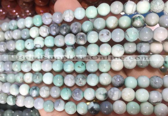 AGBS359 15 inches 6mm round green dragon veins agate beads wholesale