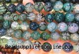 AGBS366 15 inches 12mm round green dragon veins agate beads wholesale