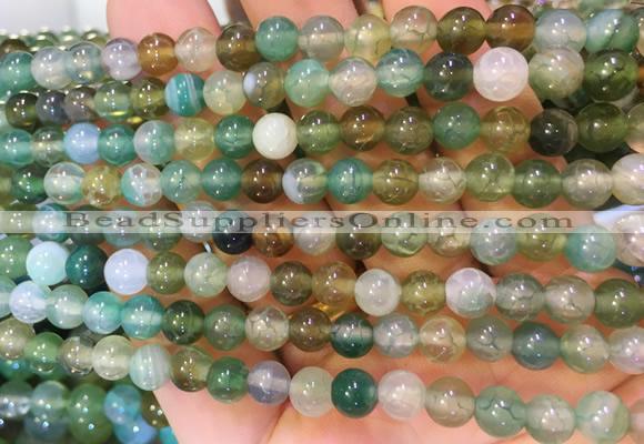AGBS368 15 inches 6mm round green dragon veins agate beads wholesale