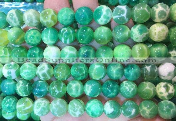 AGBS375 15 inches 10mm round green dragon veins agate beads wholesale