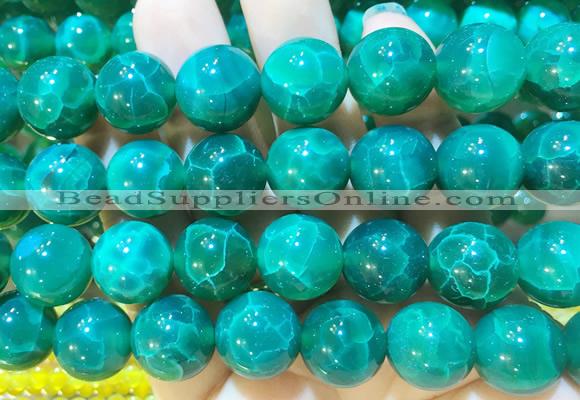 AGBS383 15 inches 14mm round green dragon veins agate beads wholesale