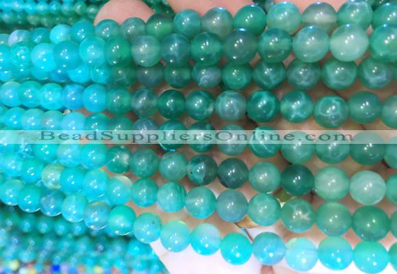 AGBS385 15 inches 6mm round green dragon veins agate beads wholesale