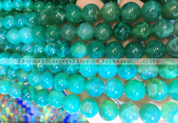 AGBS387 15 inches 10mm round green dragon veins agate beads wholesale