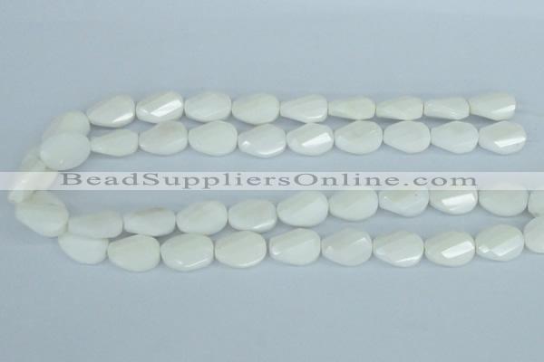 CAA14 15.5 inches 13*18mm faceted & twisted oval white agate beads