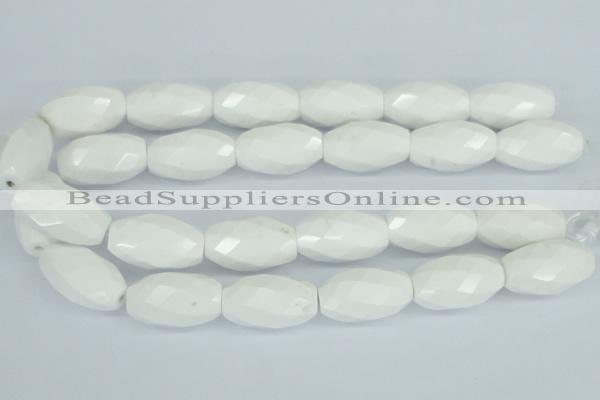 CAA29 15.5 inches 18*30mm faceted rice white agate gemstone beads