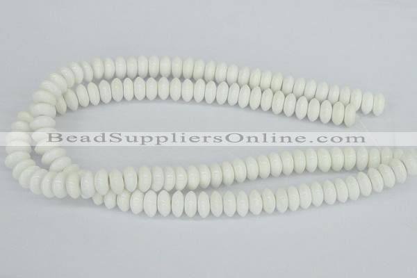 CAA30 15.5 inches 6*12mm rondelle white agate gemstone beads
