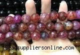 CAA3200 15 inches 14mm faceted round fire crackle agate beads wholesale
