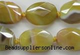 CAA324 15.5 inches 18*25mm faceted oval yellow line agate beads