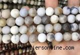 CAA3590 15.5 inches 12mm round matte ocean fossil agate beads