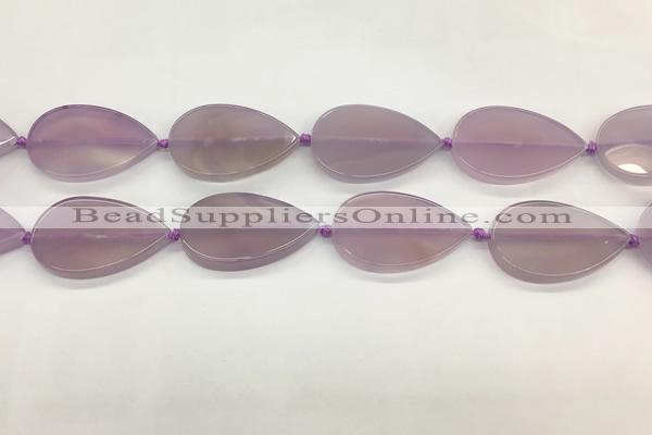 CAA4076 15.5 inches 30*50mm flat teardrop purple agate gemstone beads