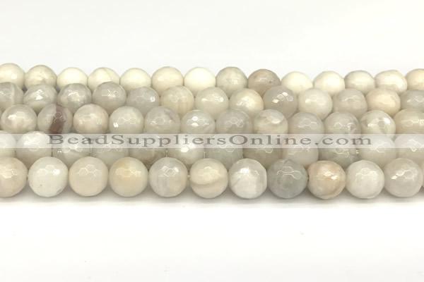 CAA5767 15 inches 10mm faceted round white crazy lace agate beads