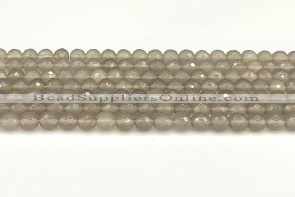 CAA5785 15 inches 6mm faceted round grey agate beads