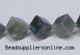 CAB401 15.5 inches 10*10mm inclined cube moss agate gemstone beads