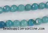 CAB653 15.5 inches 8mm faceted round fire crackle agate beads