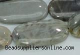 CAB92 15.5 inches 20*40mm oval silver needle agate gemstone beads