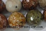 CAG1718 15.5 inches 20mm faceted round rainbow agate beads