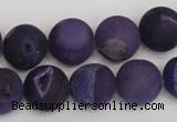 CAG1852 15.5 inches 14mm round matte druzy agate beads whholesale