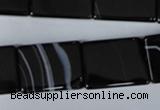 CAG3029 15.5 inches 15*20mm rectangle black line agate beads