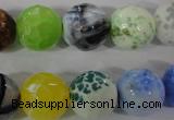CAG3880 15.5 inches 14mm faceted round fire crackle agate beads