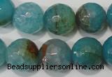 CAG4571 15.5 inches 16mm faceted round fire crackle agate beads