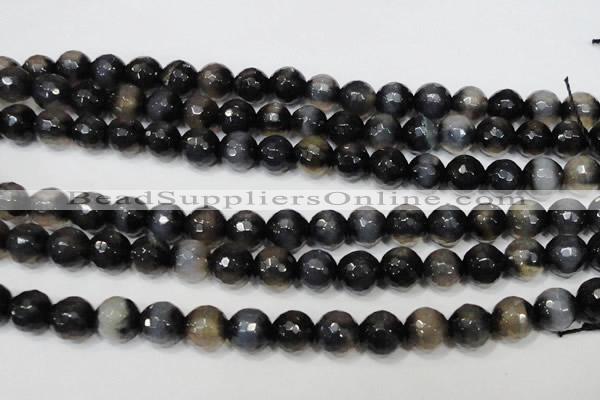 CAG4659 15.5 inches 8mm faceted round fire crackle agate beads