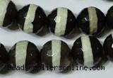 CAG4679 15.5 inches 14mm faceted round tibetan agate beads wholesale