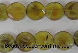 CAG4891 15 inches 12mm faceted coin fire crackle agate beads